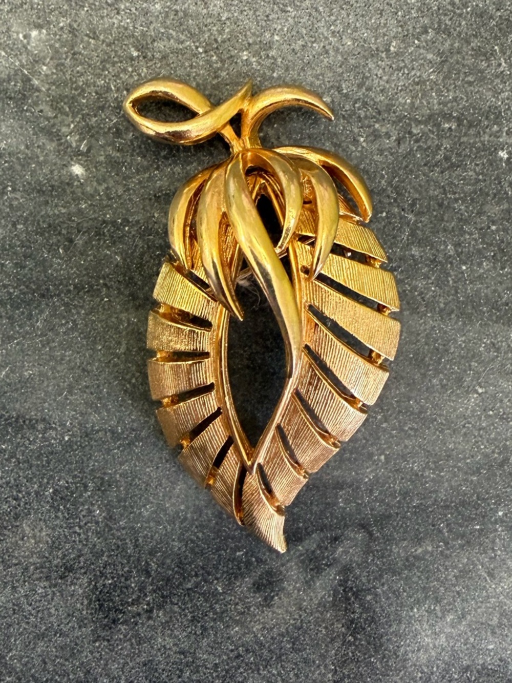 Vintage Gold Leaf Brooch